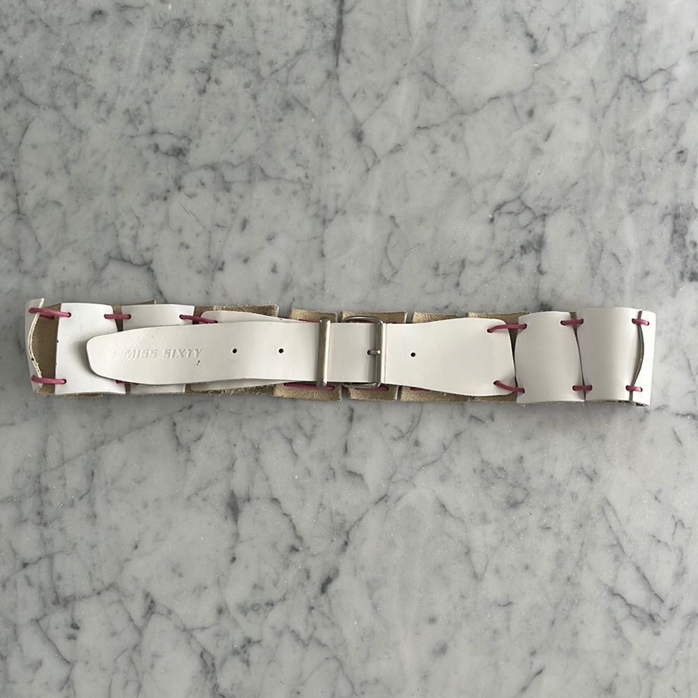 Miss Sixty Y2K Vintage white leather belt
